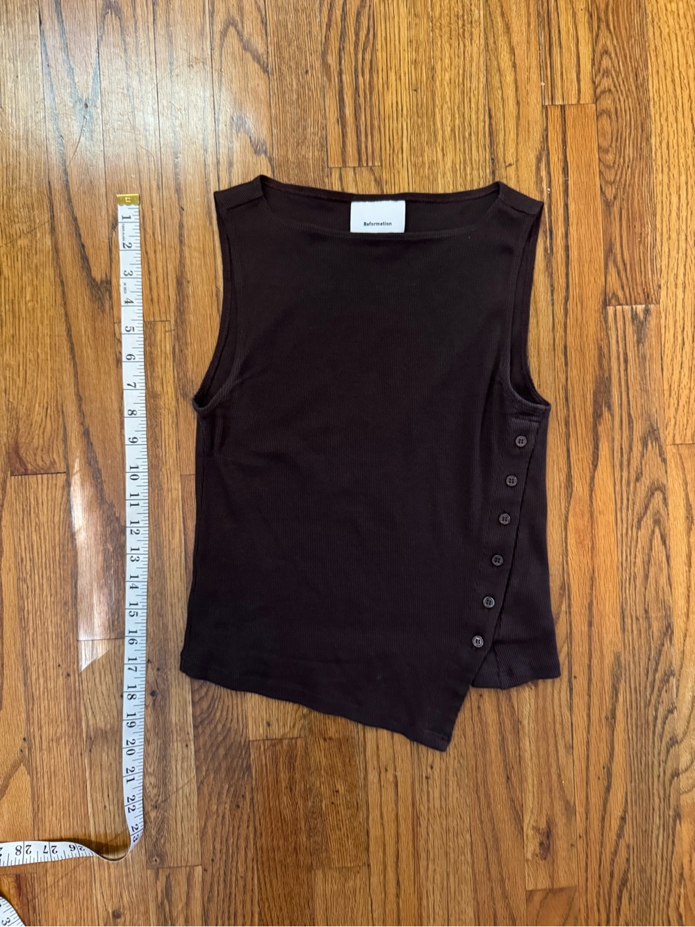 Reformation Hudson Sleeveless Side Button Tank Top mole Brown small